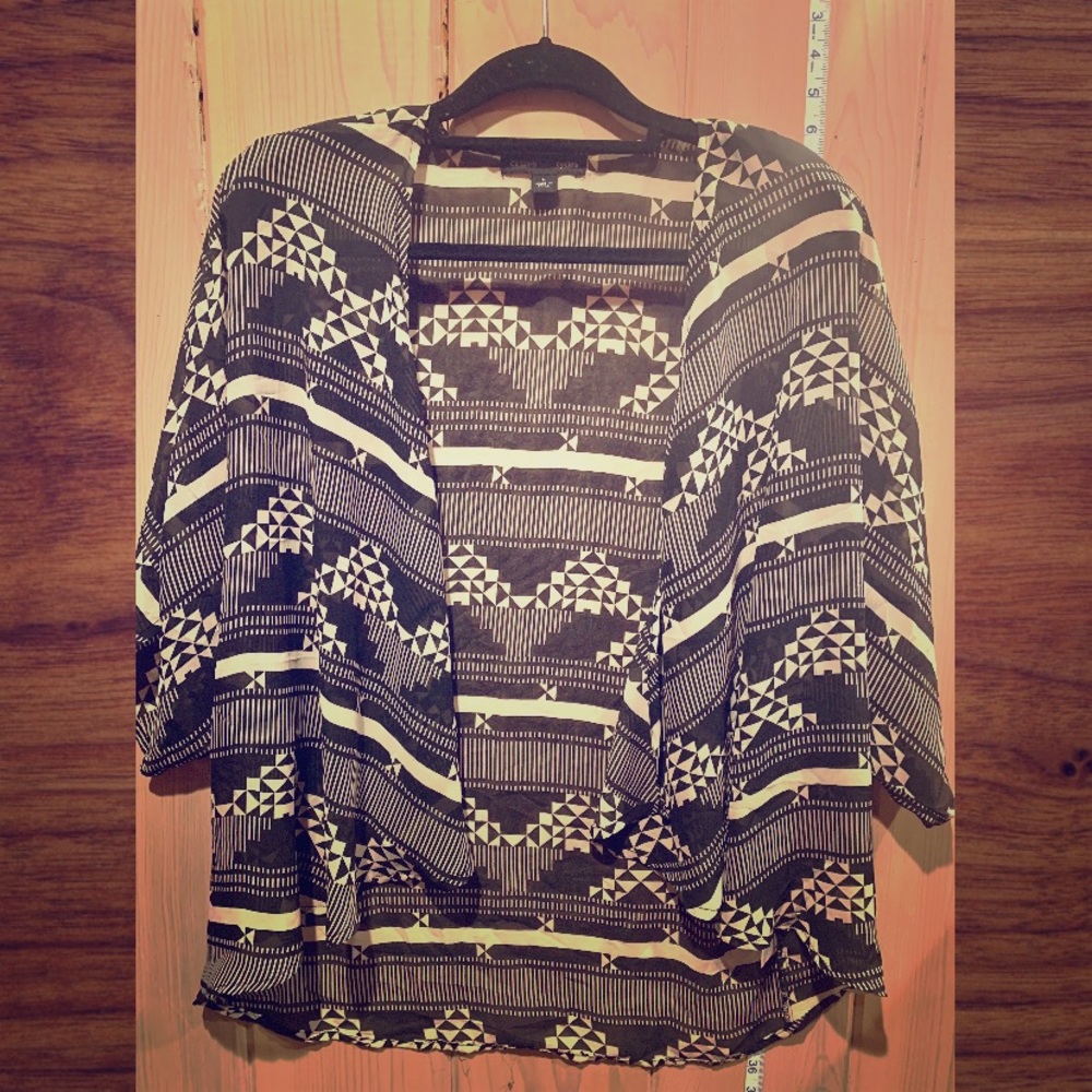 Black & Cream sheer kimono